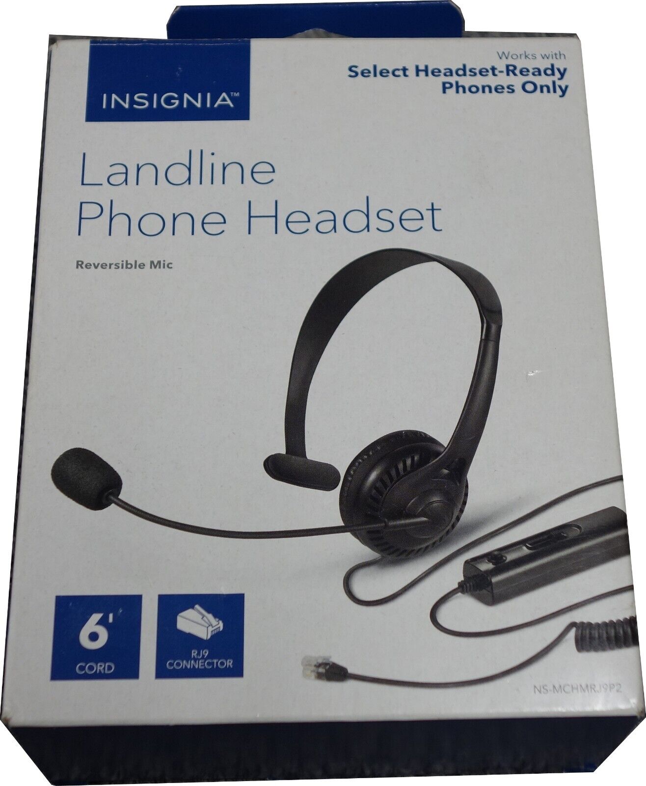 Insignia Landline Phone Headset HANDS FREE RJ9 Connector NS-MCHMRJ9P2 NEW