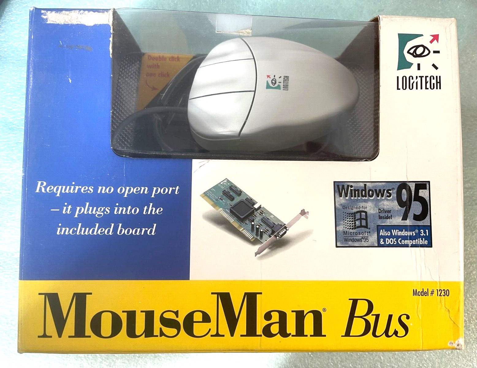 NEW IN OLD BOX RARE LOGITECH MOUSEMAN BUS RETAIL MOUSE & ISA BUS CARD RM3WL