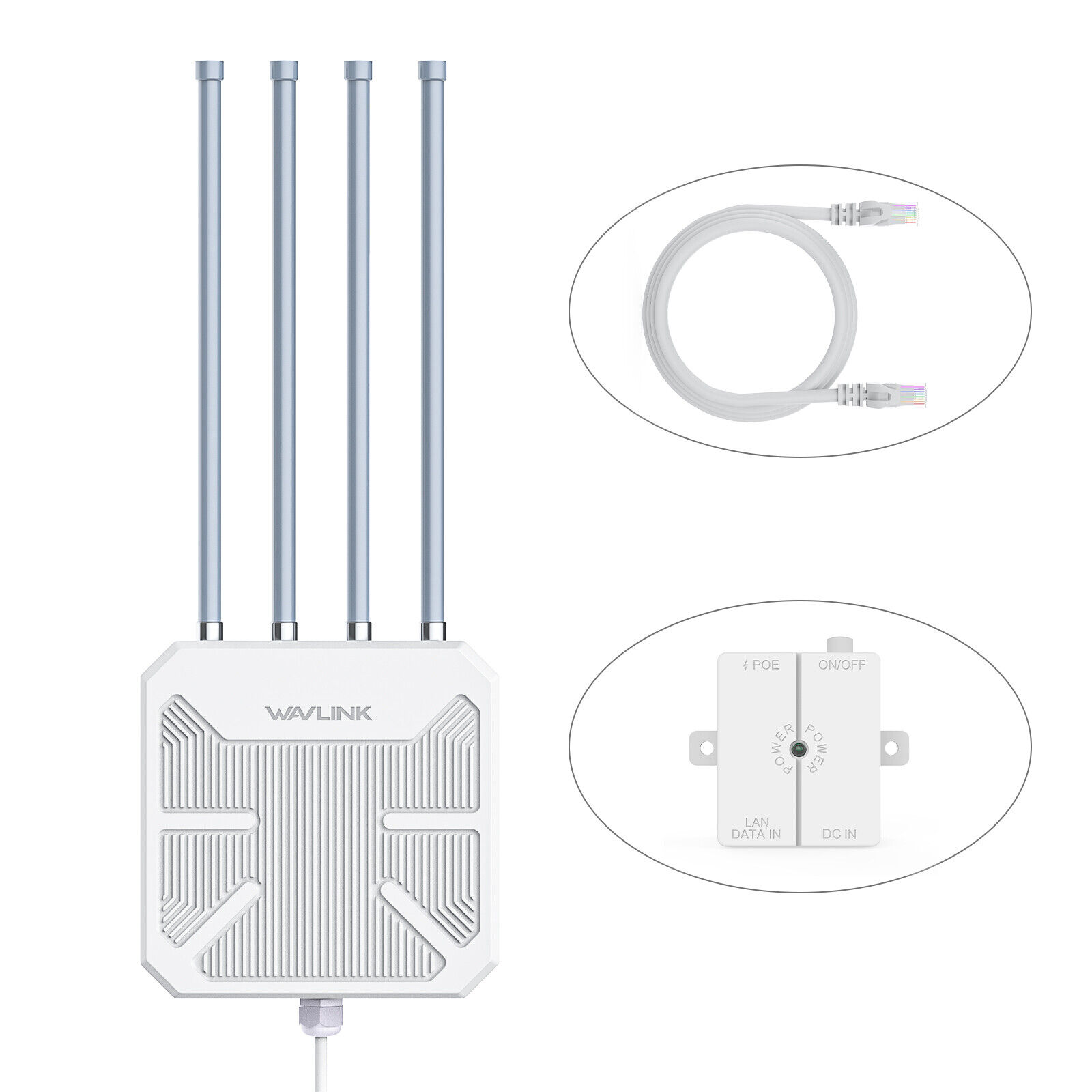 Dual Band 2.4G+5G WiFi6 Outdoor Mesh Router/AP/Repeater with 4x8dBi High-gain