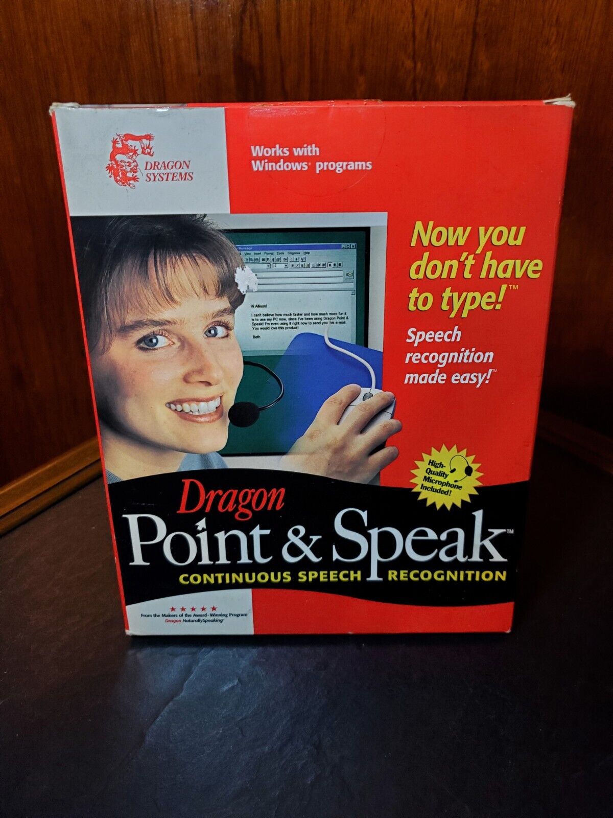 Vintage Dragon Point And Speak PC Software W Mic NEW Speak Naturally Dictation 