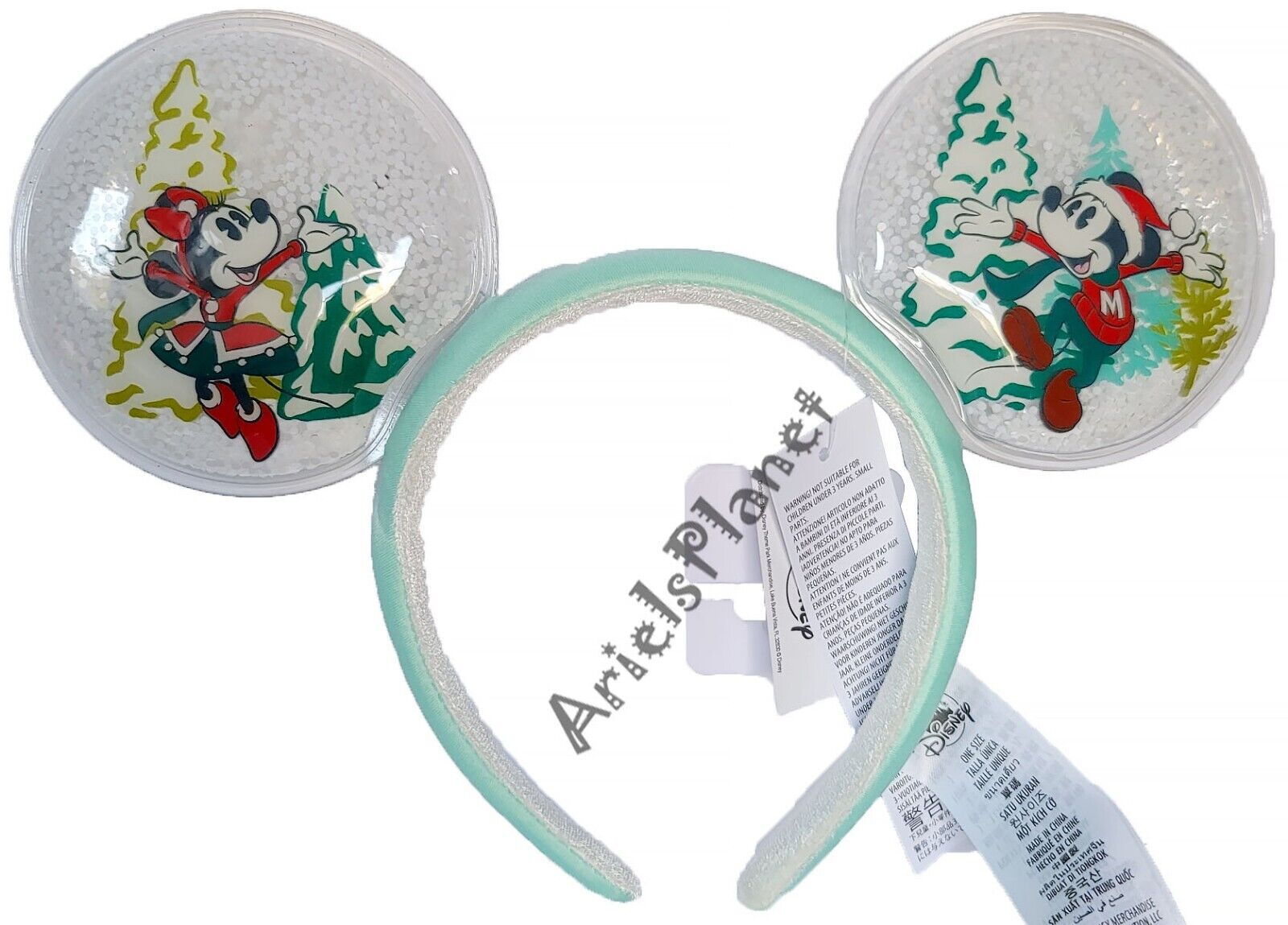 Disney Parks Holiday Christmas Snow Globe Minnie Mickey Mouse Ears Headband