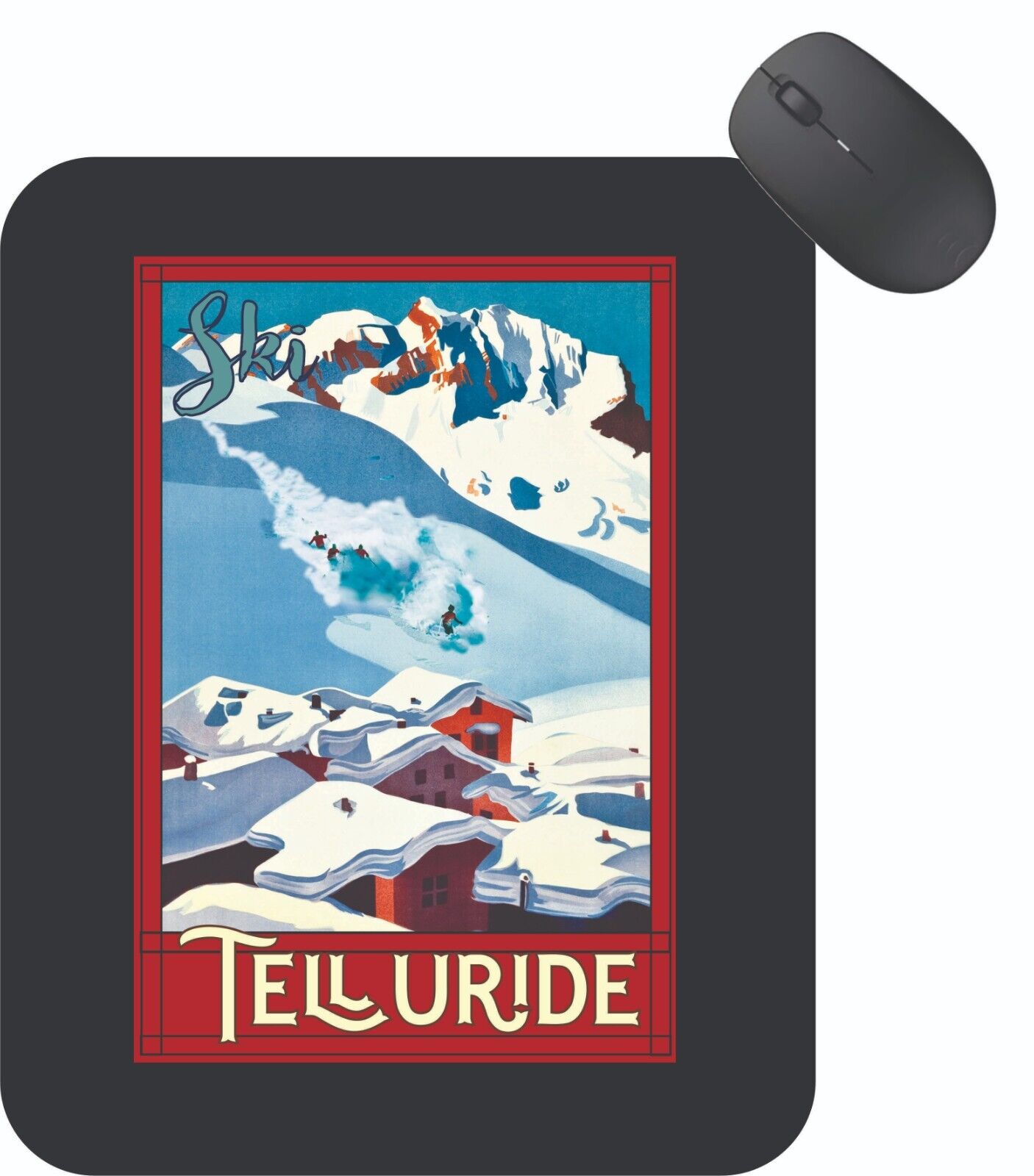 Ski Telluride Colorado Mouse Pad Skiing Travel Poster Art & Downhill Slopes