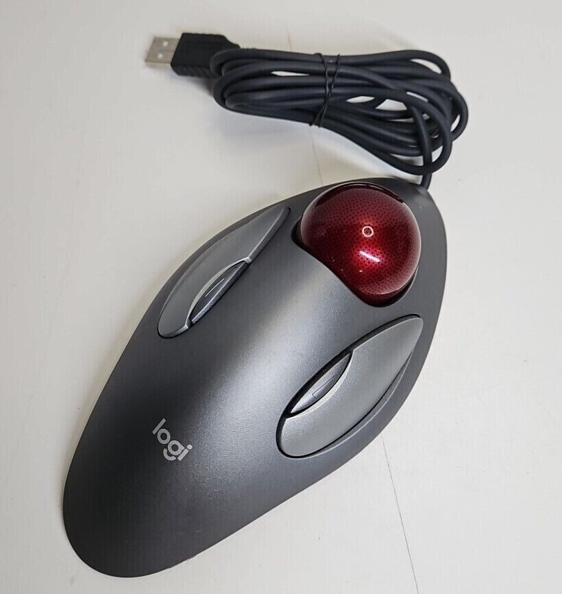 Logitech Marble Mouse T-BC21 USB Wired Optical Trackball TESTED WORKING 