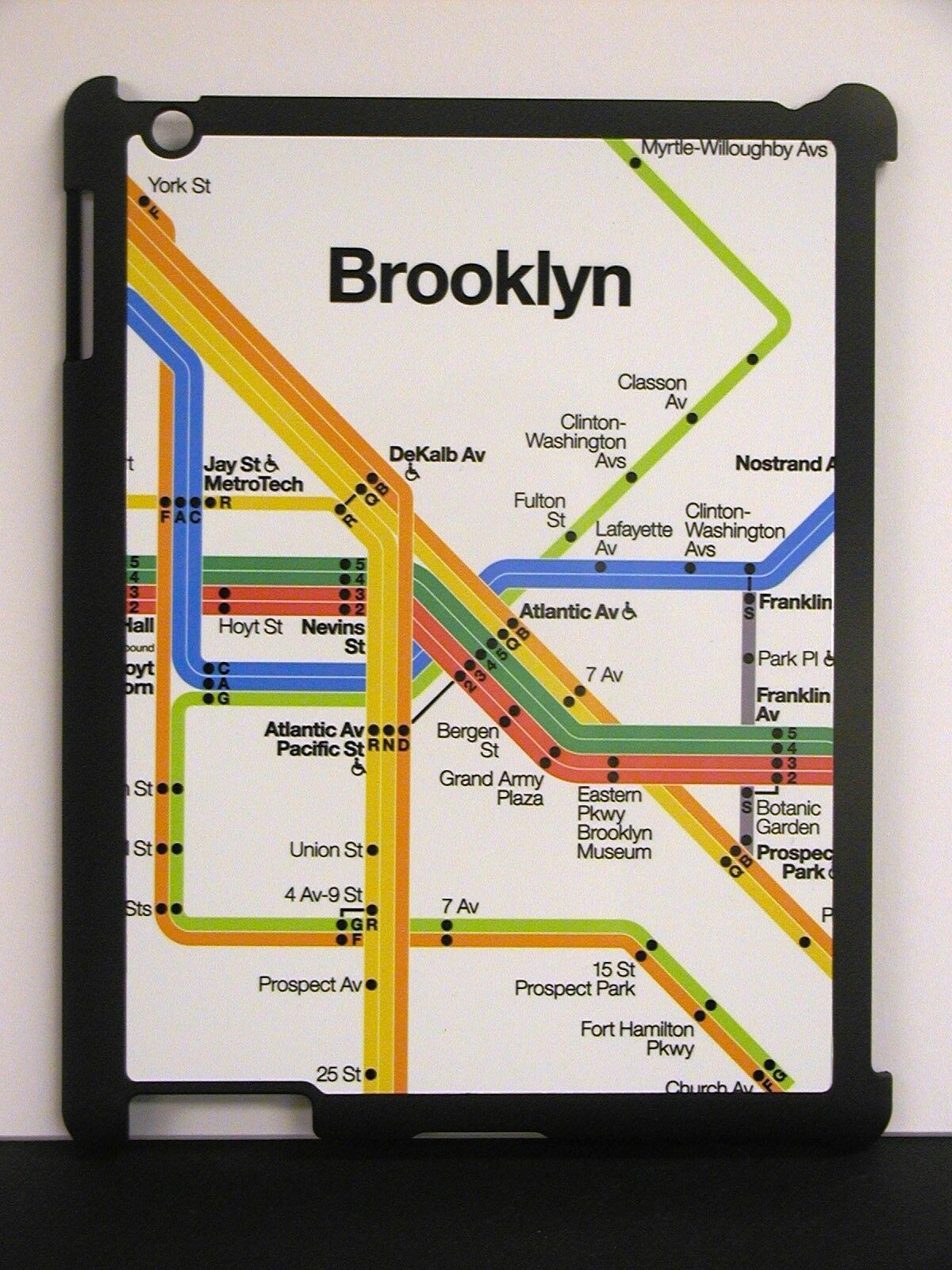 Brooklyn Subway Map 2 & 3 iPad Cover - Jay St. thru Atlantic Ave. to Church Ave.