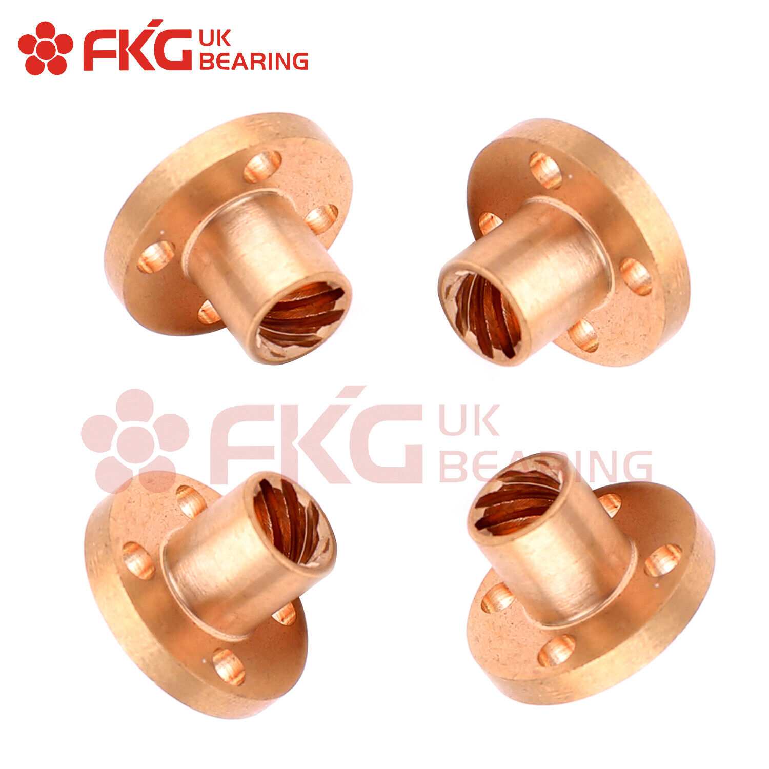 4Pcs Brass Flange Trapezoidal 4 Start Nut for 3D Printer Z Axis 8mm Lead Screw