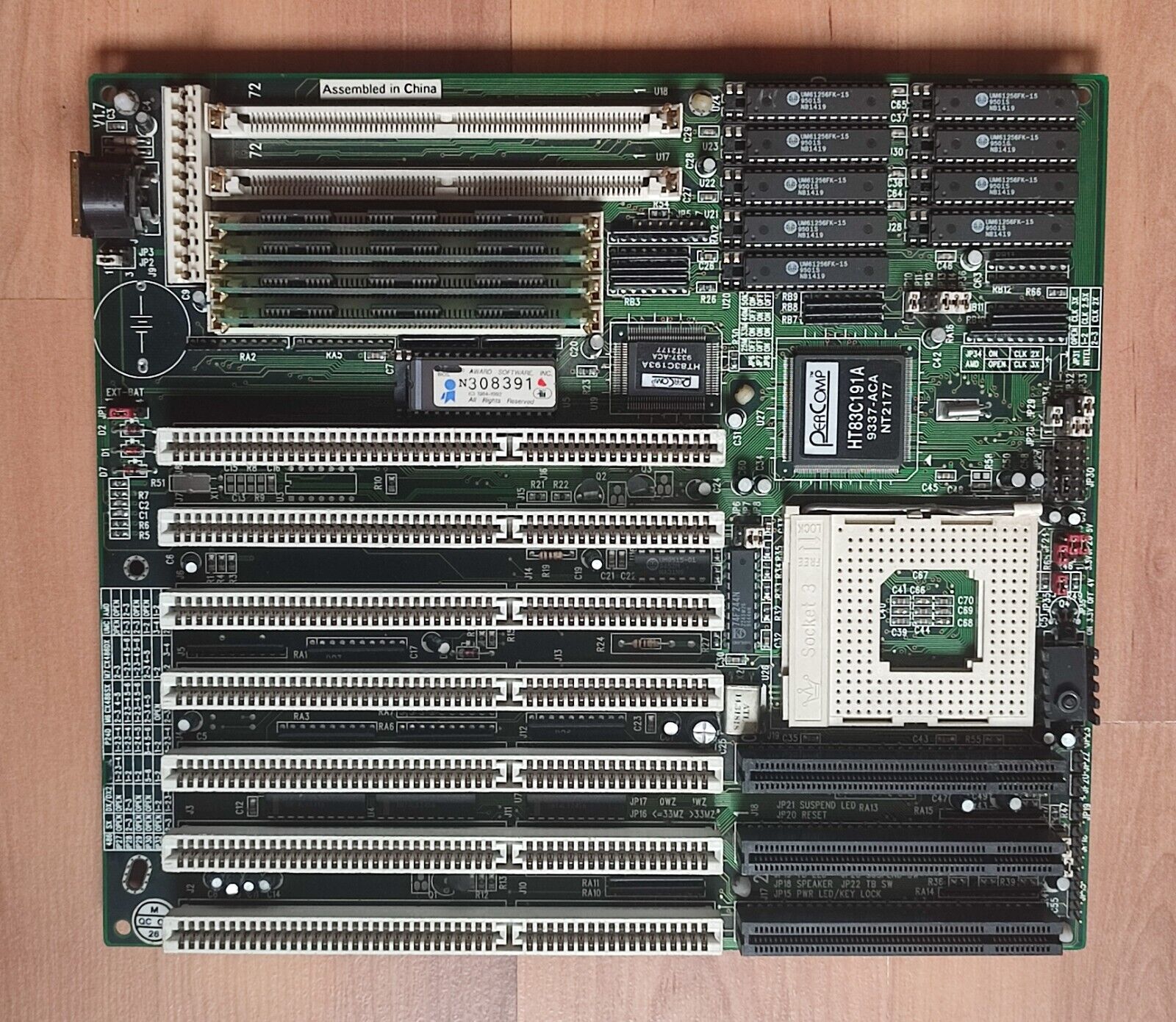 EXTREMELY RARE PERCOMP Socket 3 Motherboard- HT83C191A + Memory - 1996 year 