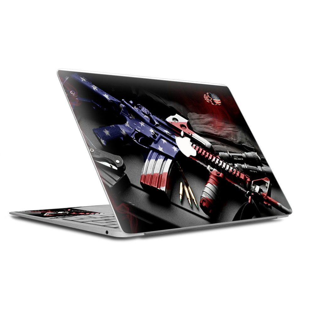 Skin Decal Wrap for MacBook Air Retina 13 Inch - Military Rifle America Flag