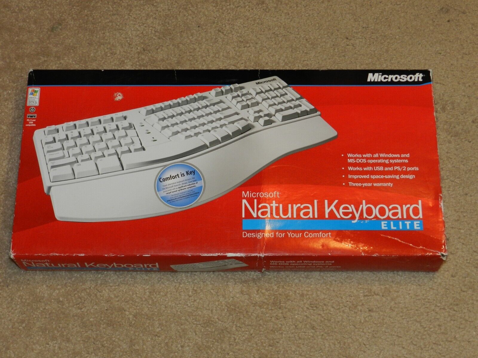 Vintage Microsoft Natural Keyboard Elite Wired A1100337 L959 New