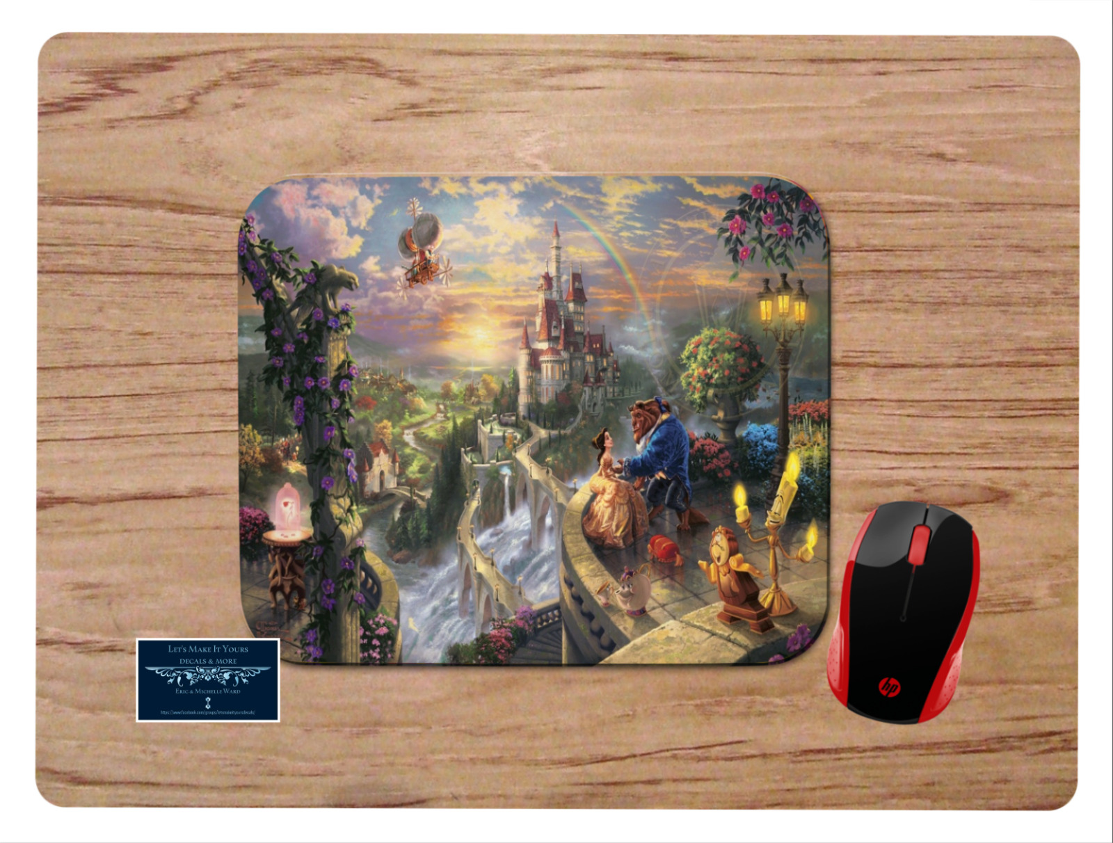 BEAUTY AND THE BEAST ART CUSTOM MOUSE PAD MAT NON-SLIP HOME OFFICE GIFT DISNEY
