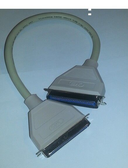 SCSI cable 50 Pin Centronics male to male 18 Inches long 38 wires. Beige color