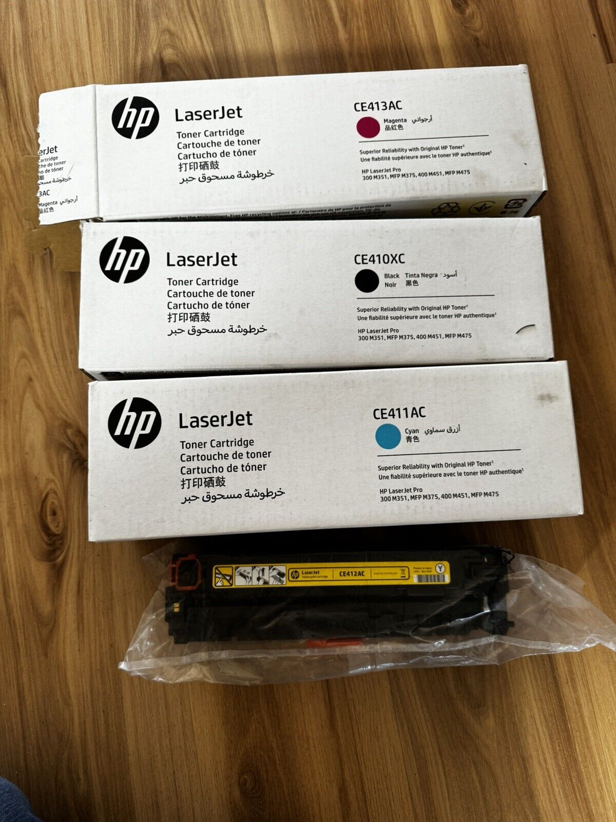 Set of 4 New Genuine HP CE410XC CE411AC CE412AC CE413AC Toner Cartridges