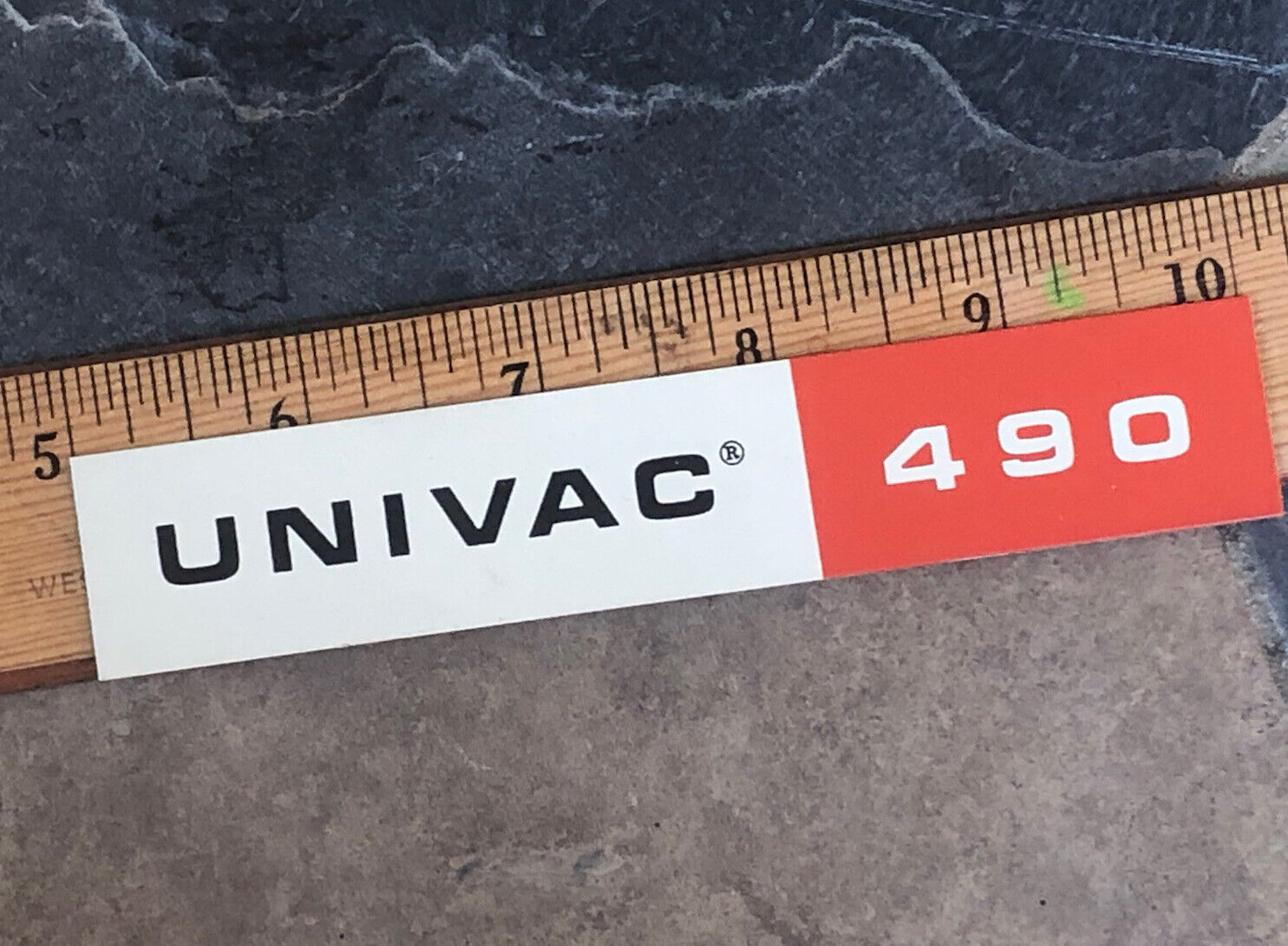 NOS vintage '60s Univac 490 memory machine logo 5” adhesive badge unused