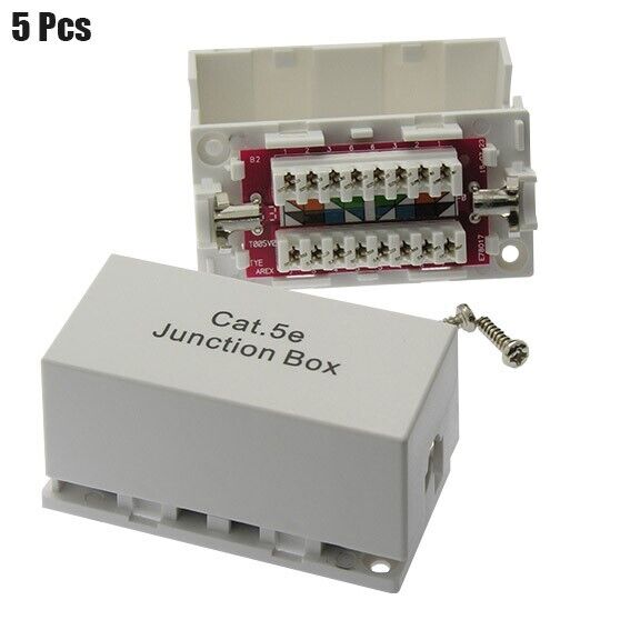 5 Pcs CAT5e Junction Box Network LAN Coupler Cable Joiner 110 & Krone Punch Down
