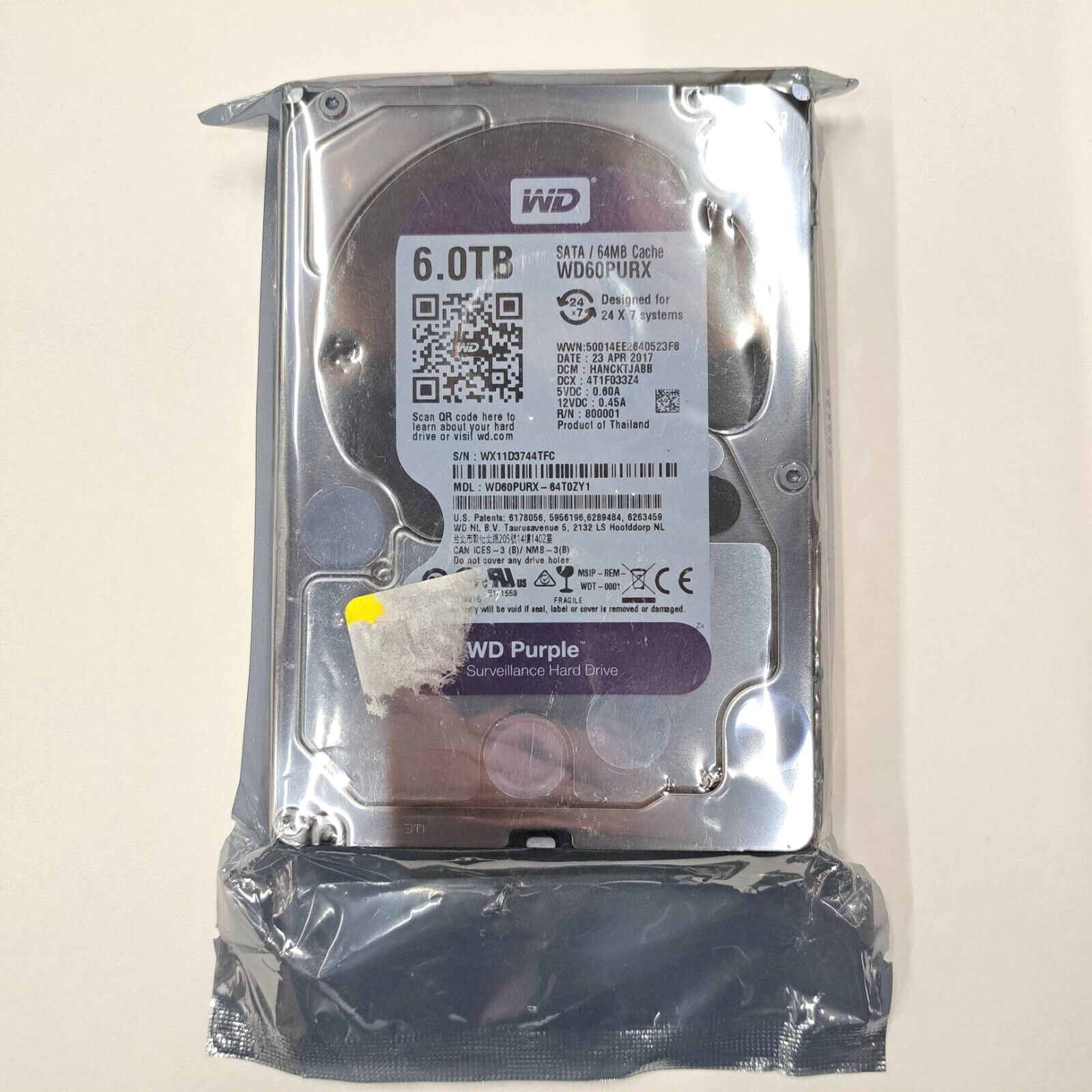 Western Digital Purple 6 TB,Internal,5400 RPM,3.5 inch (WD60PURX) Hard Drive