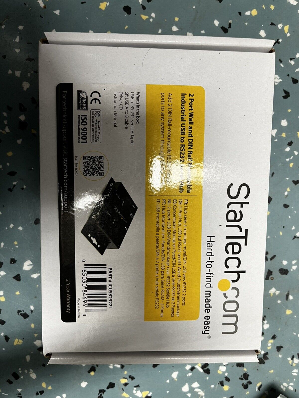 Startech 2 port Wall and Din Rail Mountable Industrial USB to RS232 Serial Hub
