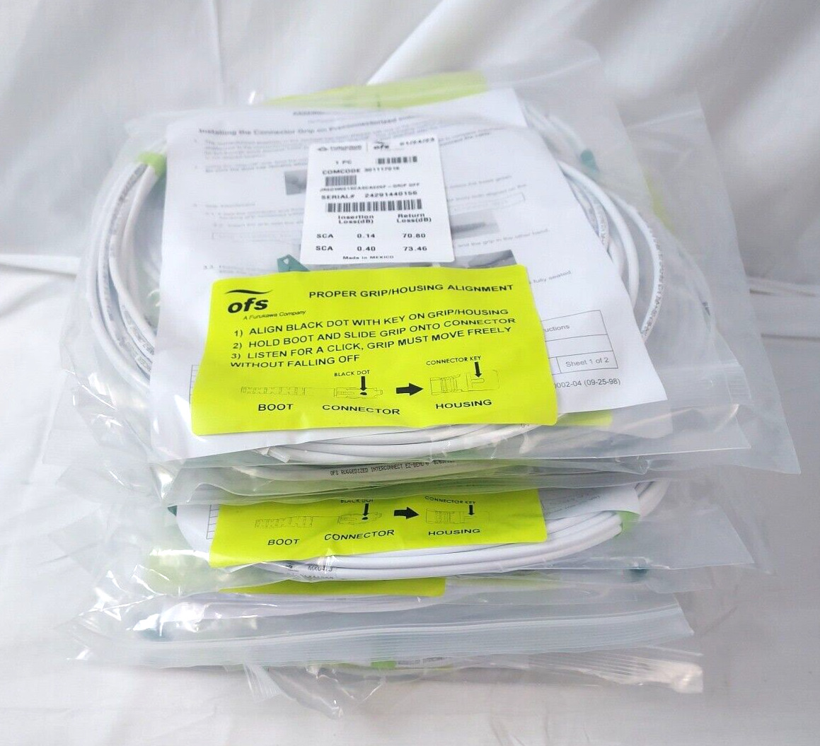25 Pack OFS Indoor Preconnectorized 25Ft Indoor Fiber Optic Cable (Lot of 25)