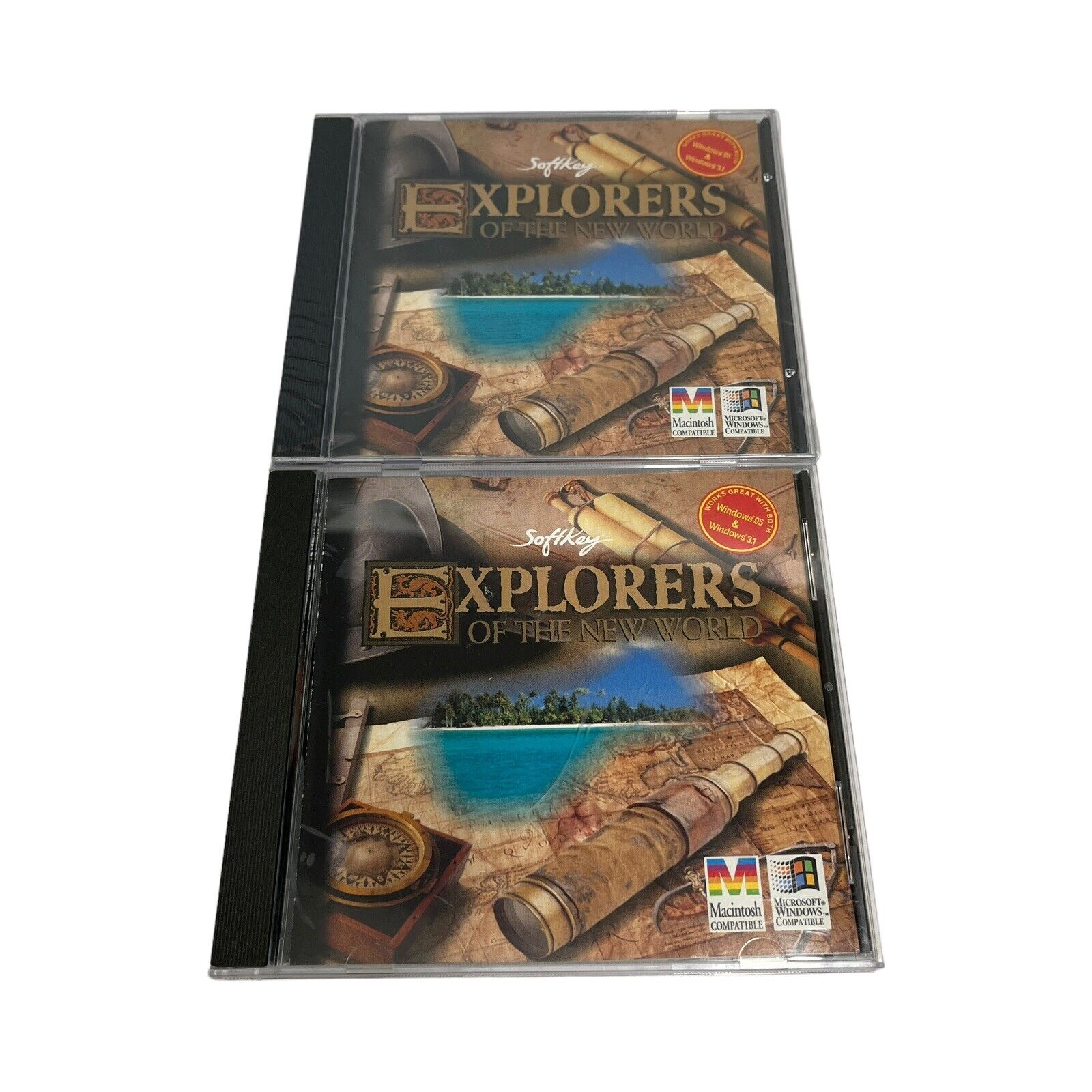 Explorers of the New World PC, CD-Rom 1995 Softkey Media LOT OF TWO