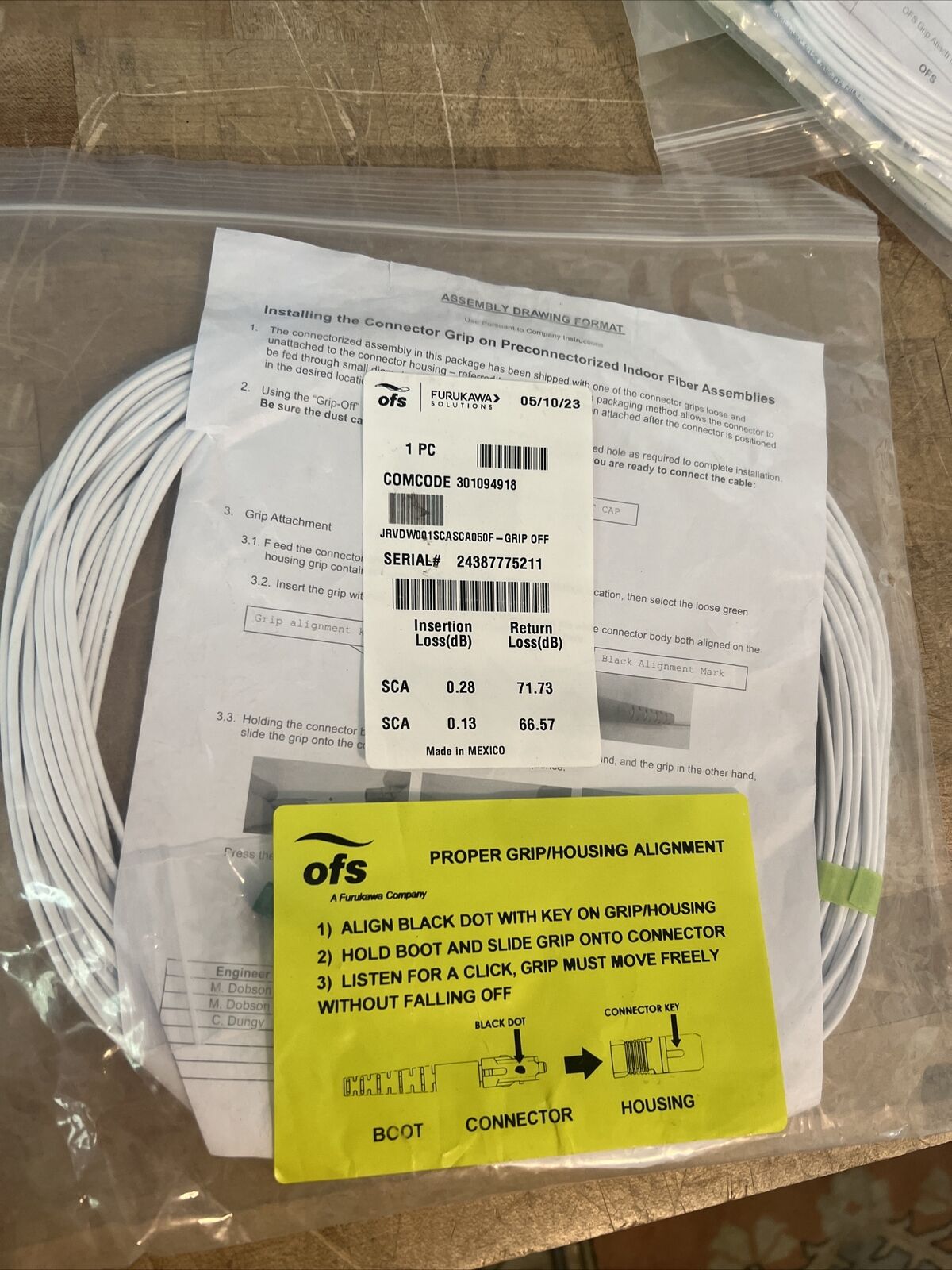 OFS indoor Preconnectorized Indoor fiber optic cable JR5DW001SCASCA050F-Grip Off