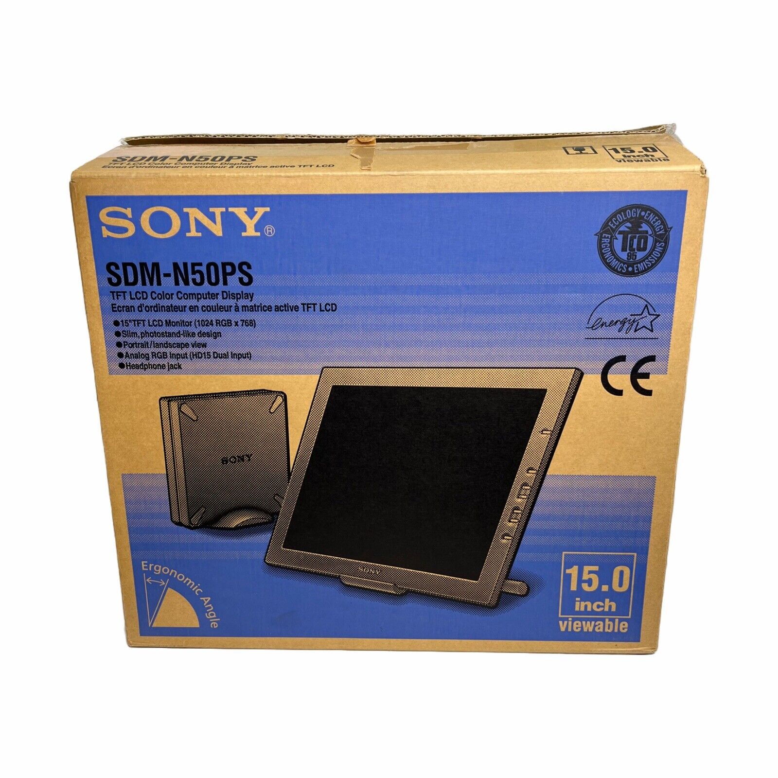 Sony SDM-N50PS Monitor TFT LCD Color Computer Display BOX WORKS GREAT W/MANUALS