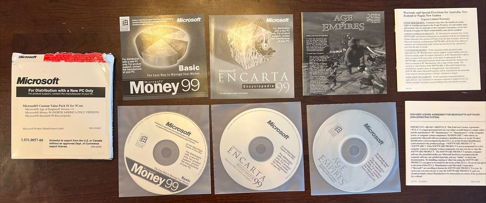 Microsoft Money Basic 99 , Encarta 99 , Age Of Empires - CD-ROMs Win 95 / NT VTG