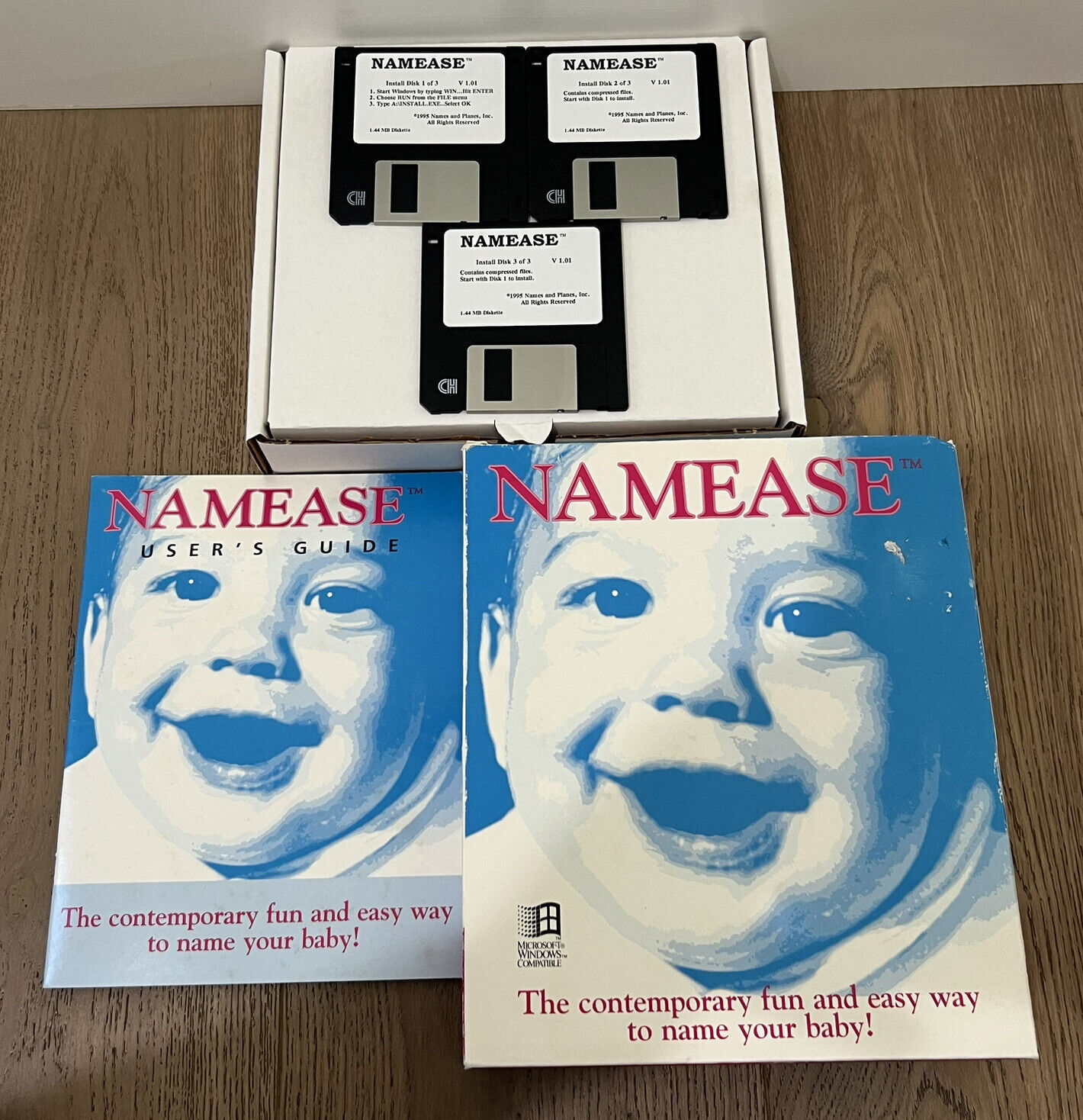 RARE Vintage 1995 Namease Baby Name Big Box Microsoft Windows Game Floppy Disc