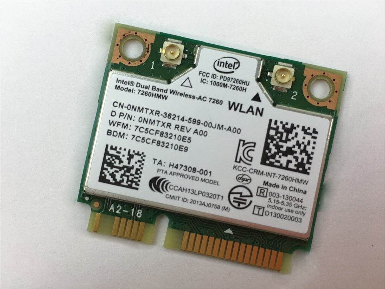 OEM Dell Intel Dual Band Wireless-AC 7260 Mini PCI Express Card NMTXR 7260HMW