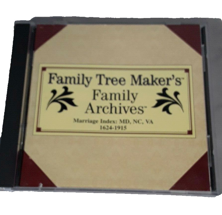 Family Tree Maker Archives Marriage Index MD, NC, VA