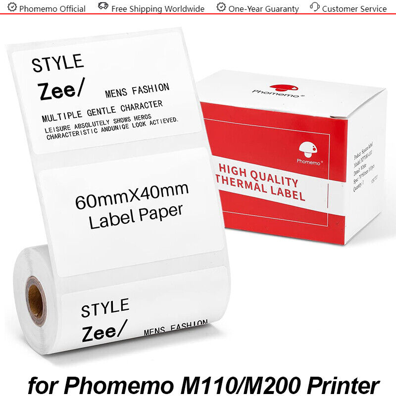 1 Roll 60*40mm Sticker Label Adhesive Tag Paper for Phomemo M110 M221 Printer