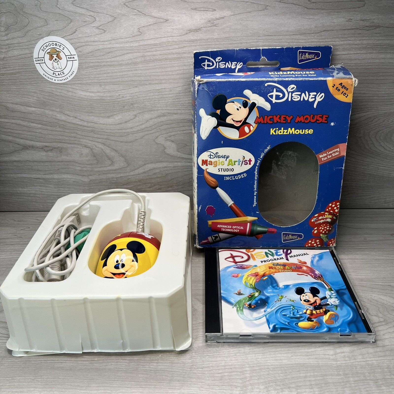 Vintage Disney Mickey Mouse Wired Computer Mouse KidzMouse PC MAC Rare 2003 USED