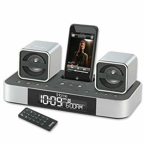 iHome iH51 2.1 Micro System with Dual Alarm Clock Radio for iPod (Silver)