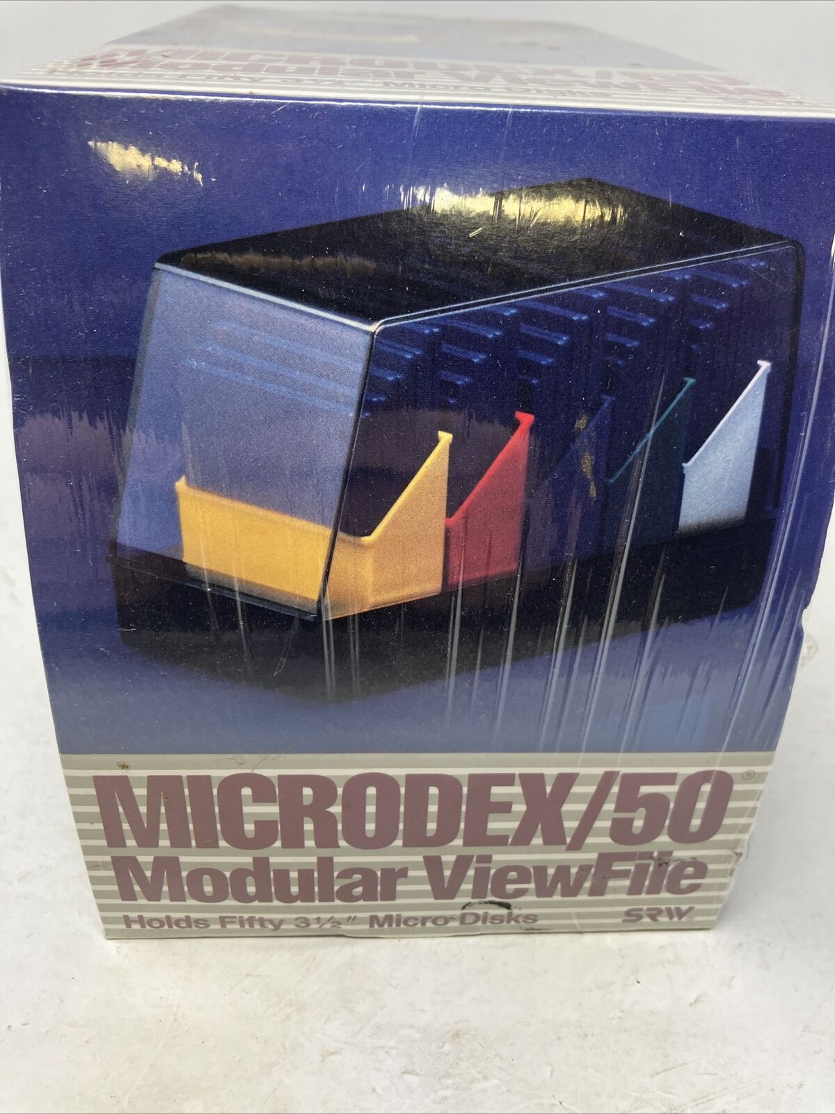 Vintage Color Coded 3.5 Inch Floppy Disc Holder For 50 Discs. 1988 SRW