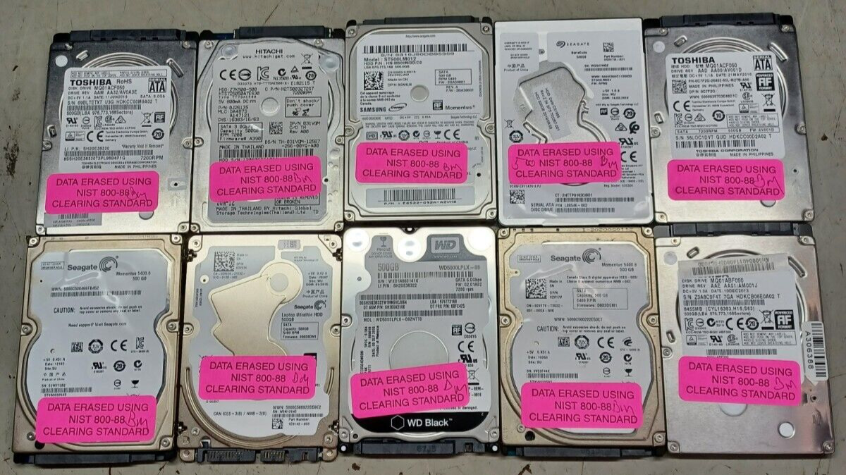 Lot of 10 Mixed Brand 500GB 2.5\