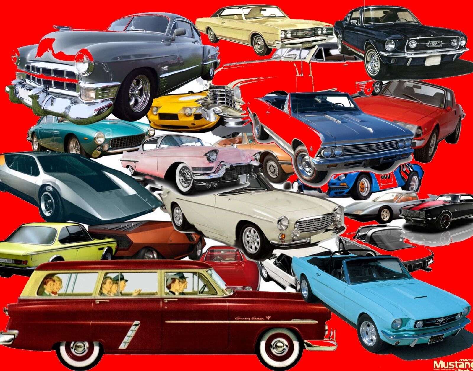 Vintage Old Muscle Cars Photo Collage Mouse Pad Stunning Photos