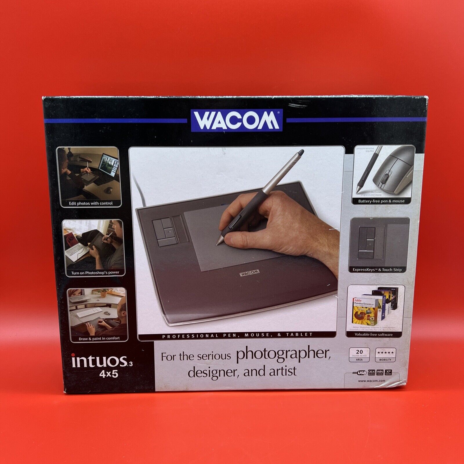 Wacom Intuos3 4 X 5 USB Graphics Tablet PTZ430 with Intuos3 Pen Vintage In Box