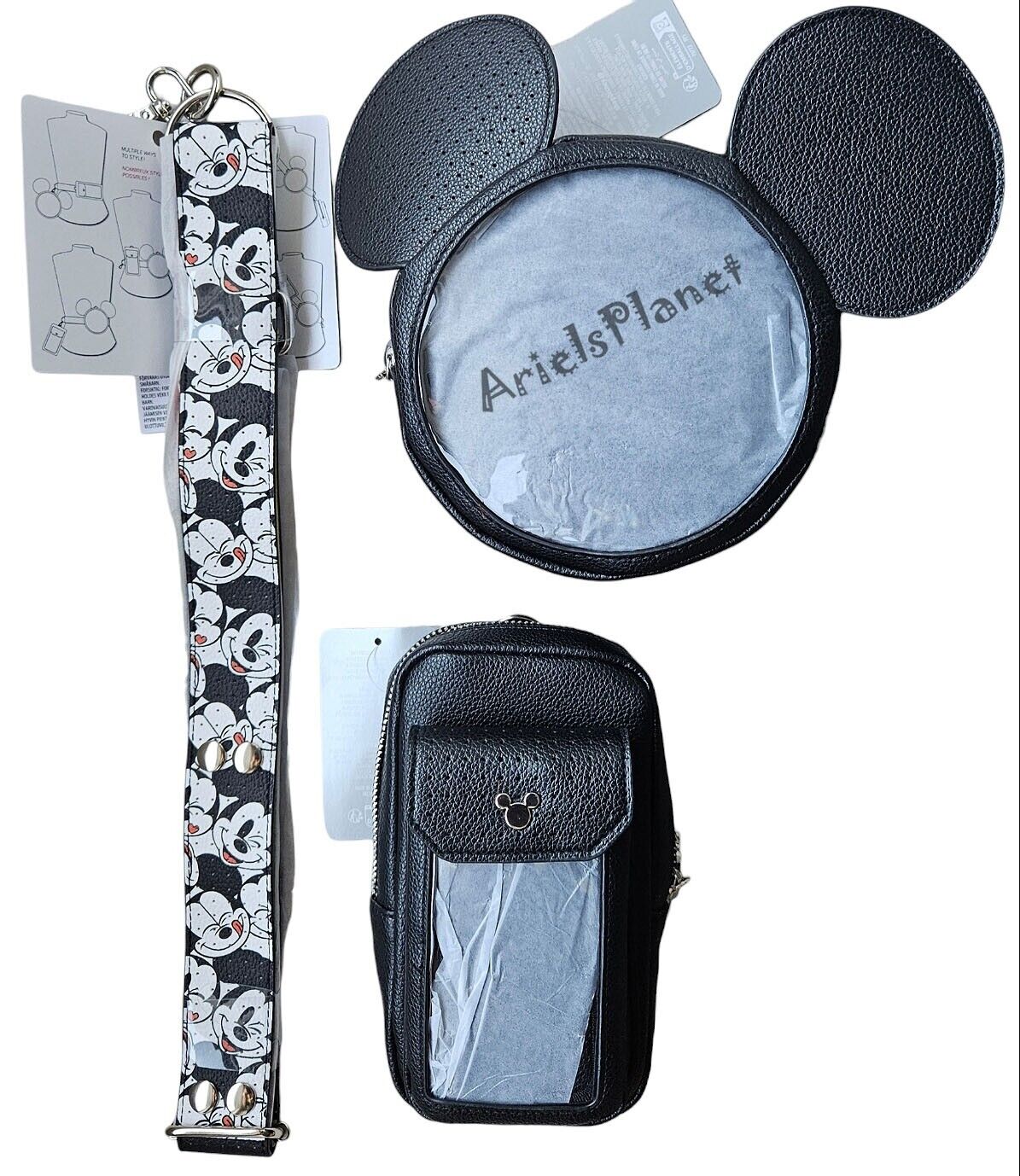 2023 Disney Parks Pin Trading Gear Mickey Mouse Black Pin Bags Accessory Set