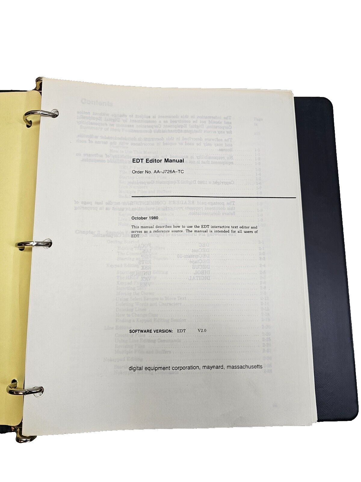 Vintage 1980 DEC Digital Equipment EDT Editor Manual AA-J726A-TC