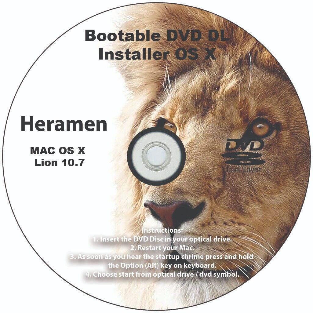Mac OS X 10.7 Lion Full OS Install Reinstall/Recovery Upgrade DVD