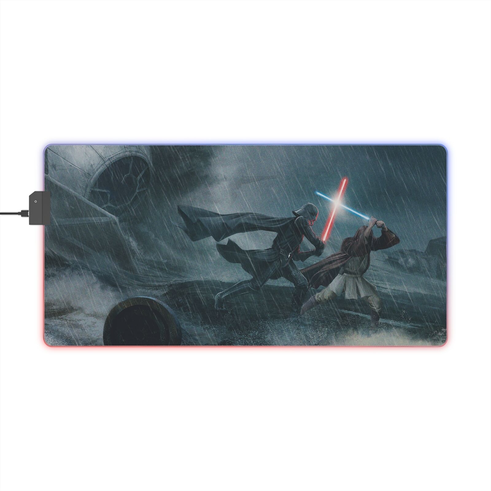 Obi Wan vs Darth Vader LED Gaming Mouse Pad - RGB Backlit, Non-Slip Rubber Base