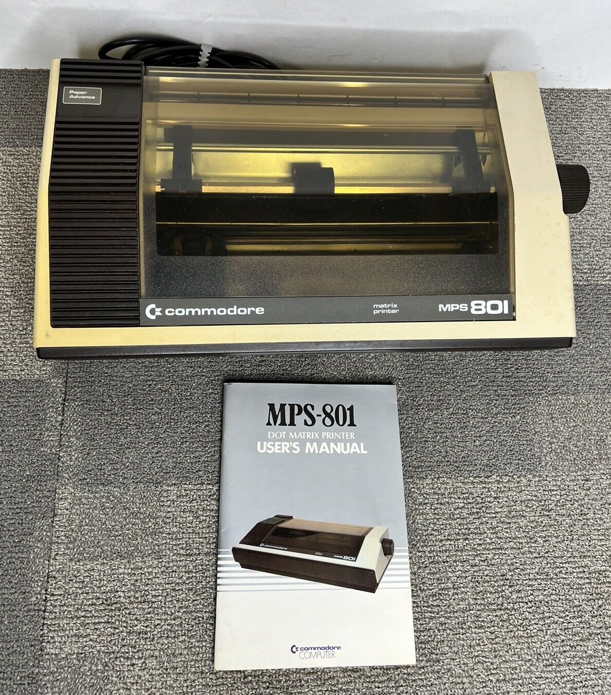 Vintage Commodore MPS-801 Dot Matrix Printer Powers On  User\'s Manual Computer