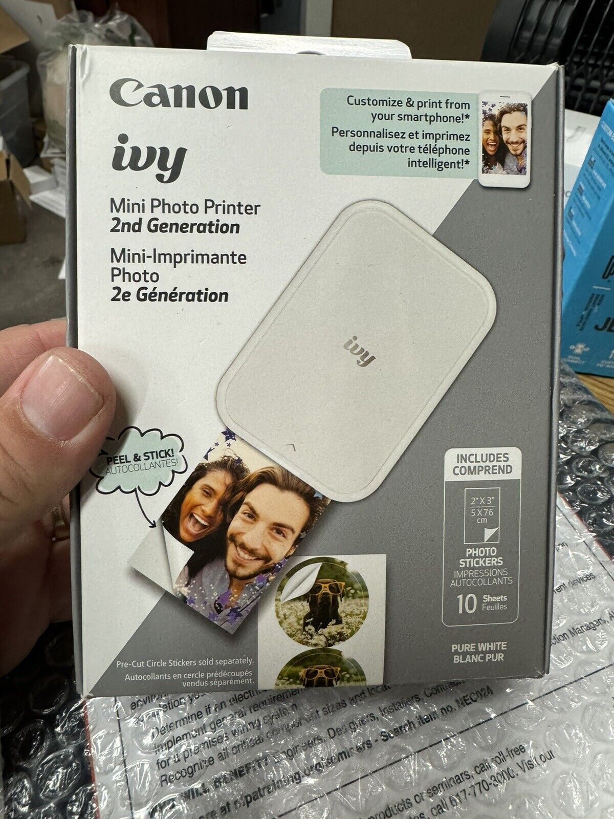 Canon Ivy Mini Photo Printer (2nd Gen, White) - Print From Smartphone