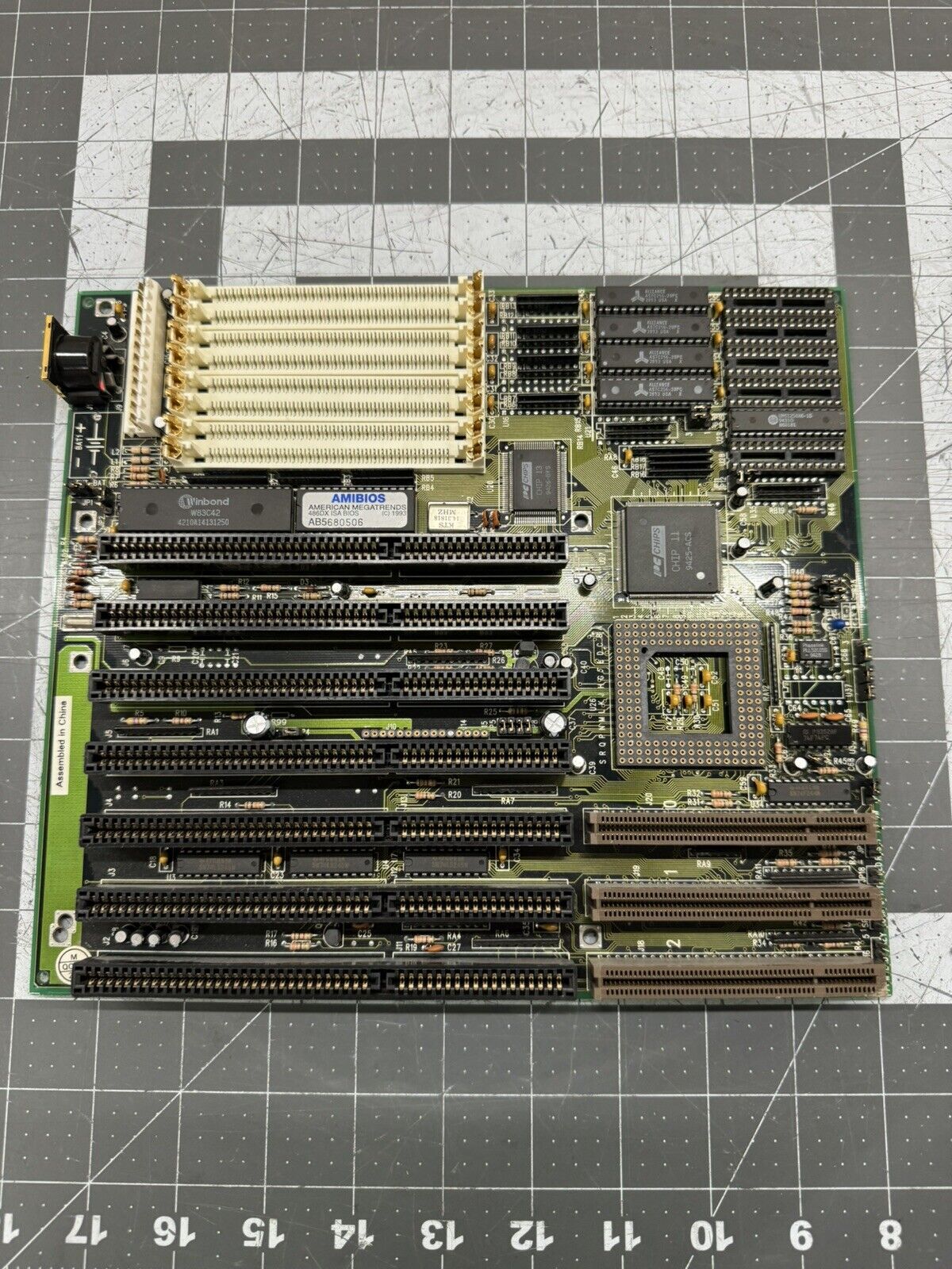 Vintage PC Chips M326 V1.0 486 ISA VLB Motherboard 128k Cache WORKING