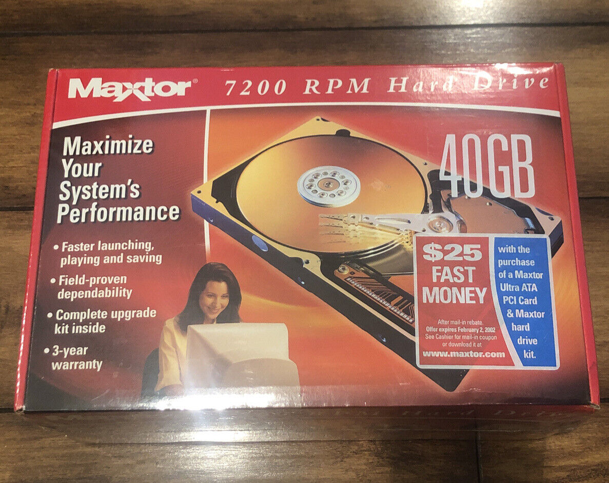 Vintage Maxtor 40GB 7200 RPM 3.5 inch Hard Drive SEALED NIB