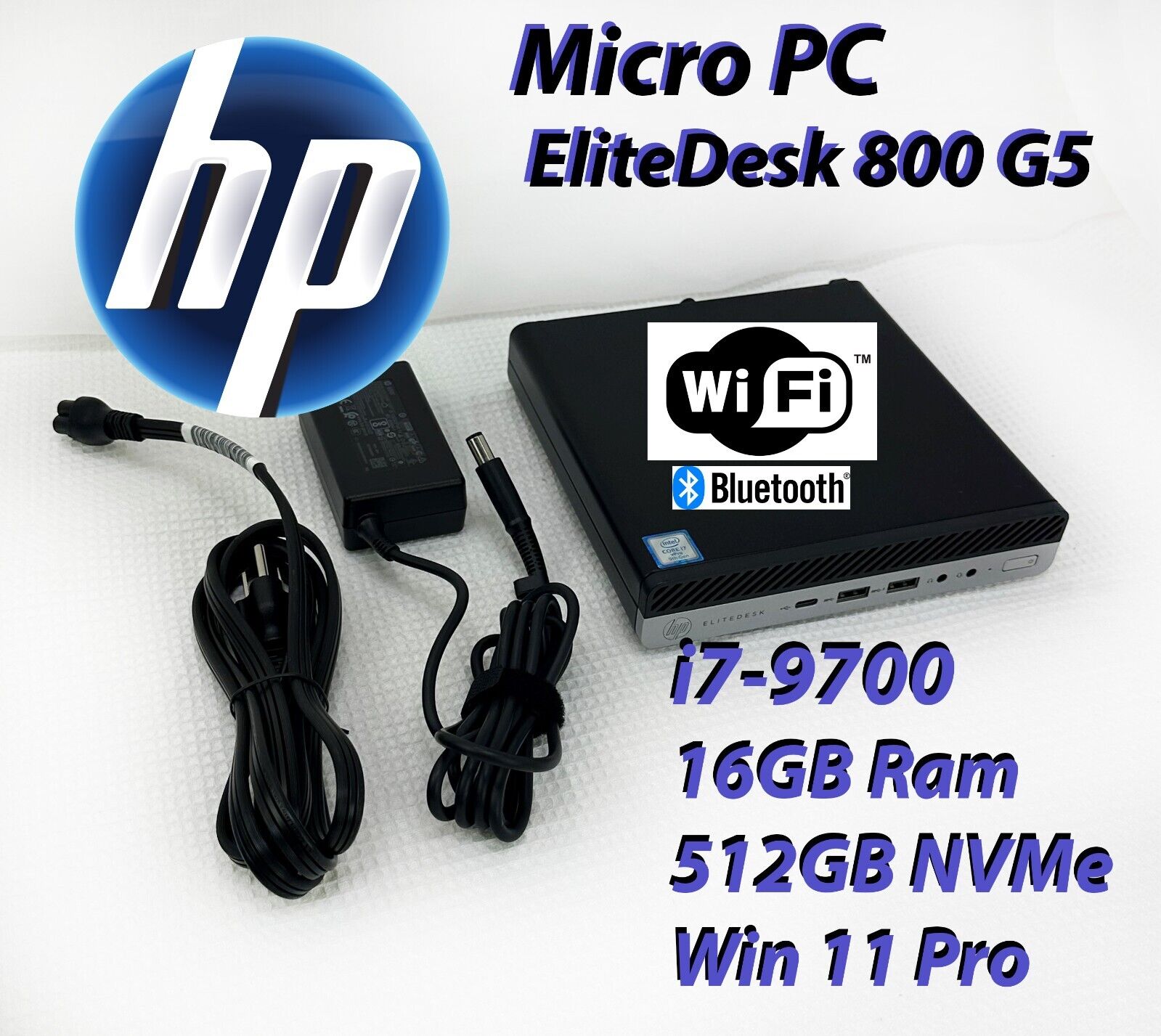 HP EliteDesk 800 G5 Mini, i7-9700T, 16GB, 512GB NVMe SSD, Wi-Fi+BT, WIN 11P