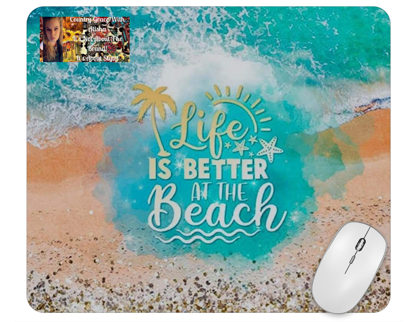 Life Is Better At The Beach Computer Non Slip Mouse Pad Handmade Custom