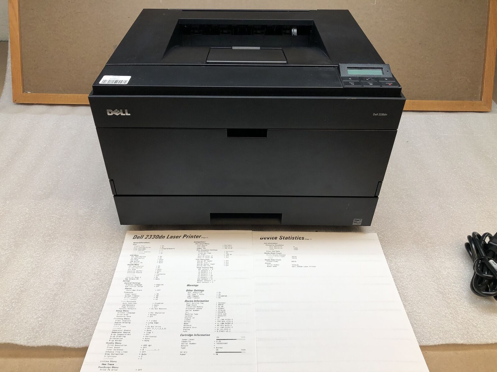 Dell 2330dn Workgroup Monochrome Laser Printer w/TONER & 39k pgs -TESTED/RESET