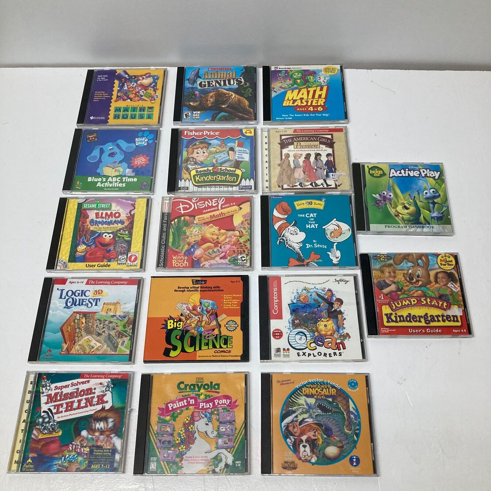 Lot Of 17 Vintage Kids  PC. Games/ Learning CD-Rom Learning Co. Fisher Price Etc