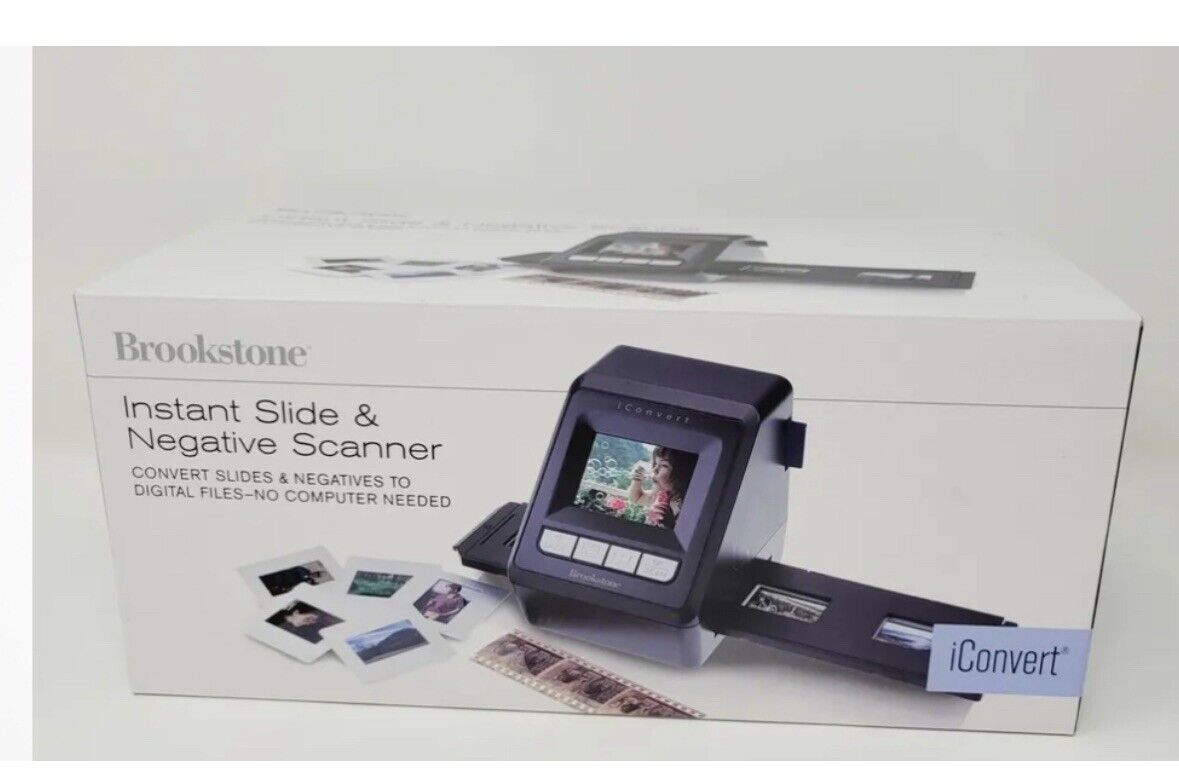 New In Open Box Brookstone iConvert Iconvert Slide & Film Scanner USB 2.0