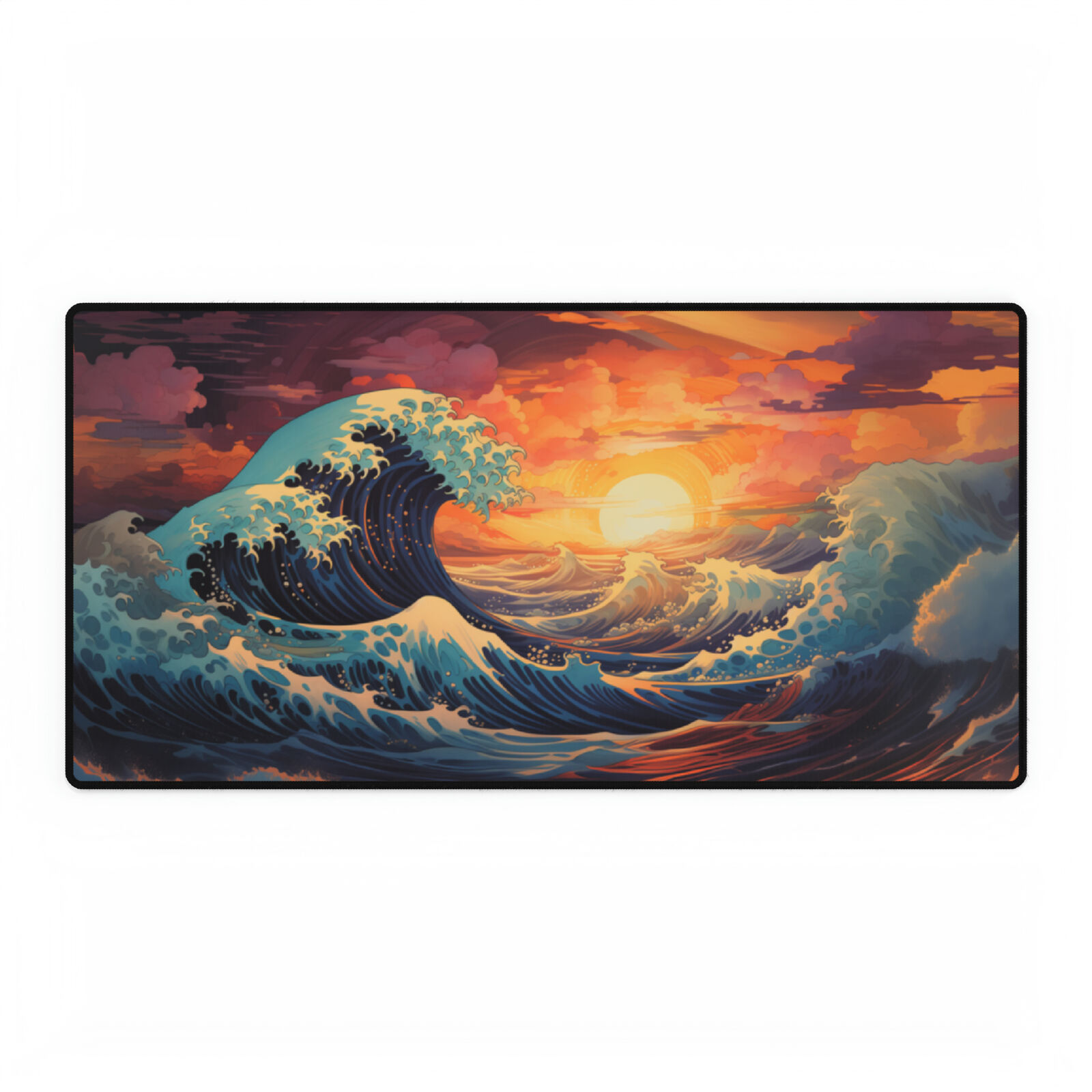 Ocean Sea Surfing WAVES at Sunset Japanese Anime Desk Mat Mouse Pad Office Decor