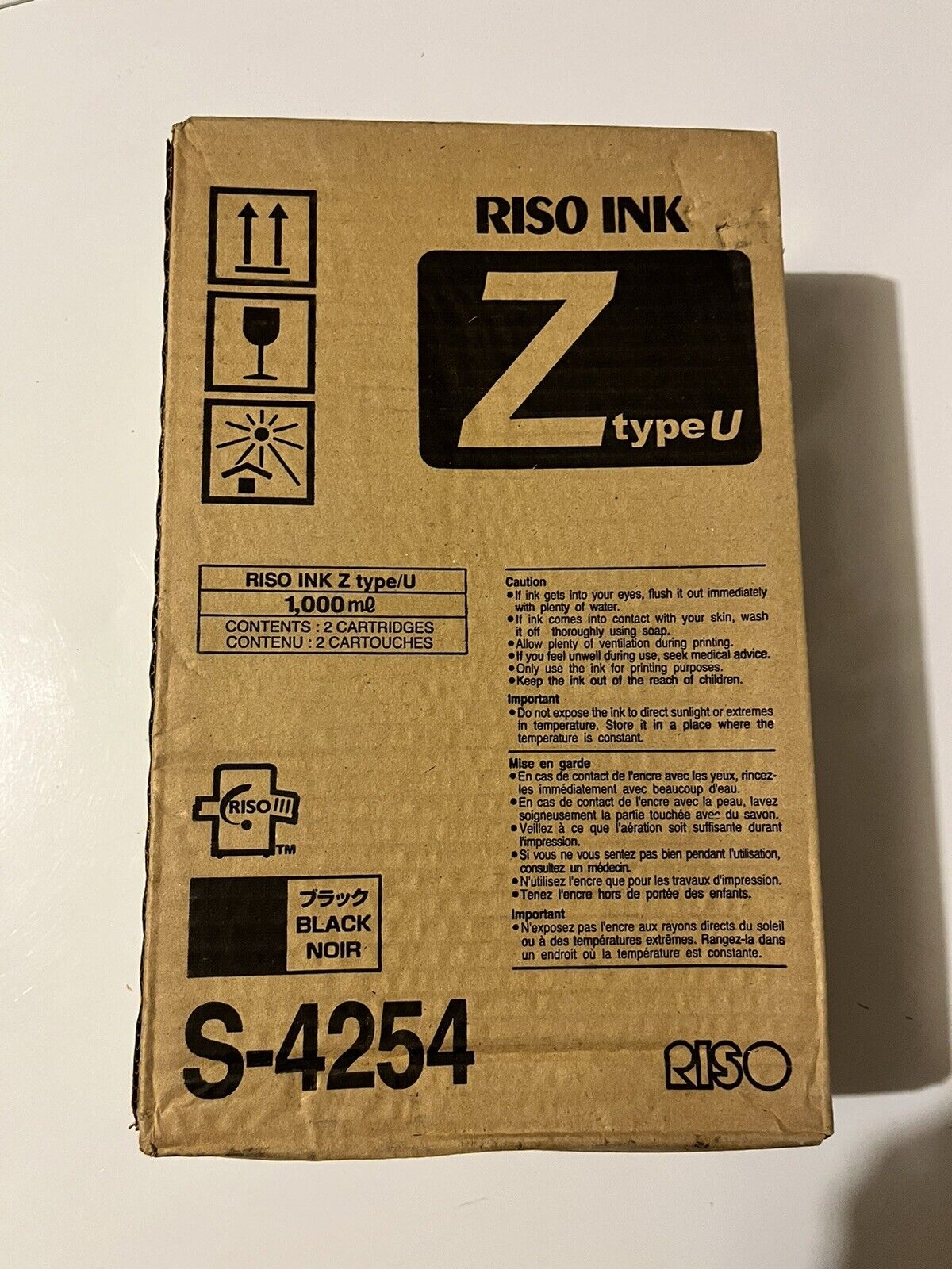 2 PACK GENUINE RISO S-4254 Z Type Black Ink Tube for Riso RZ / EZ / MZ Series