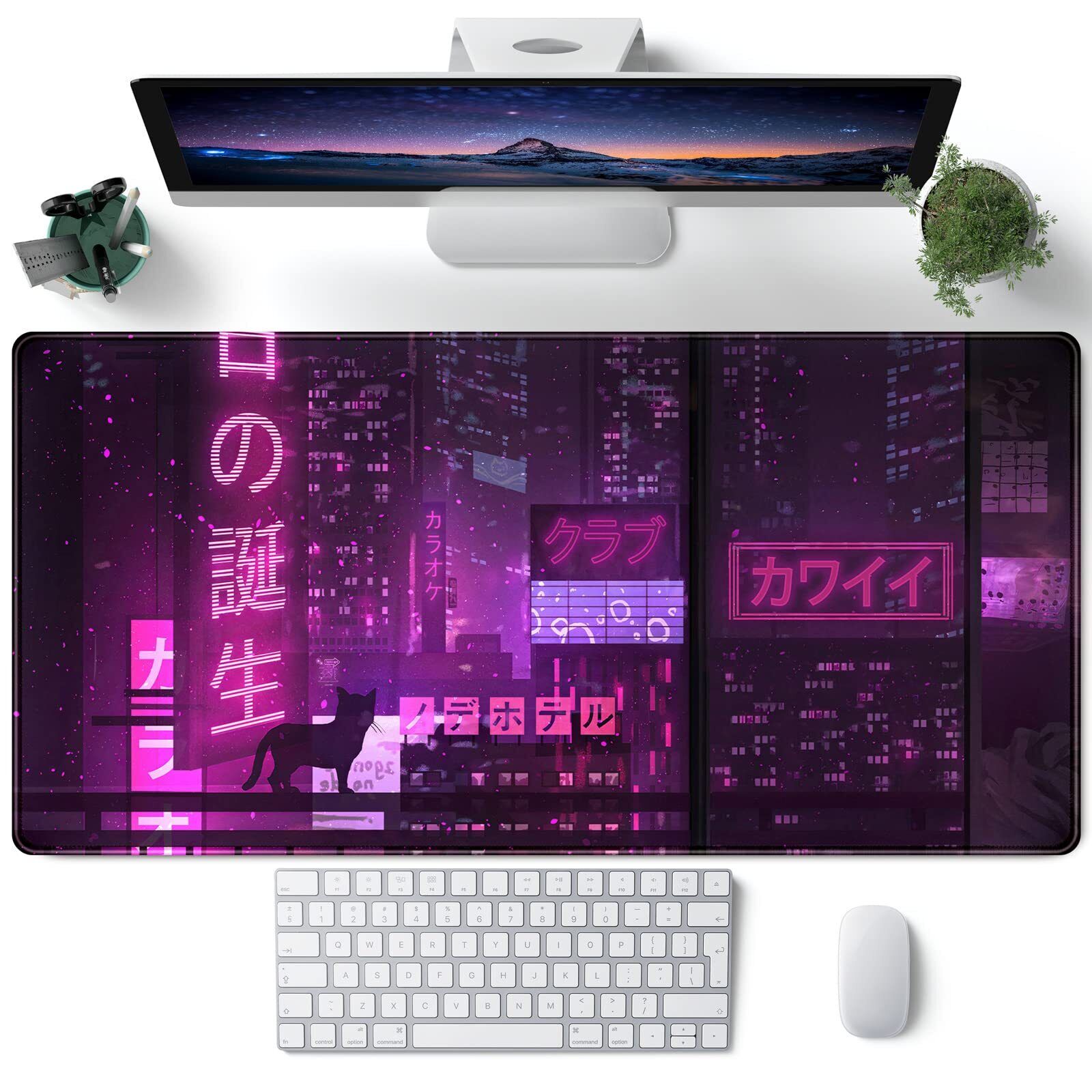 Purple Gaming Mousepad Japanese Desk Mat XXL Extended Anime Cool Large Mouse ...